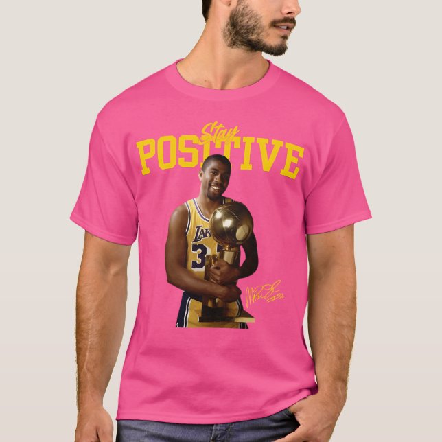 Behåll positiv Magic Johnson-Namnteckning T Shirt (Framsida)
