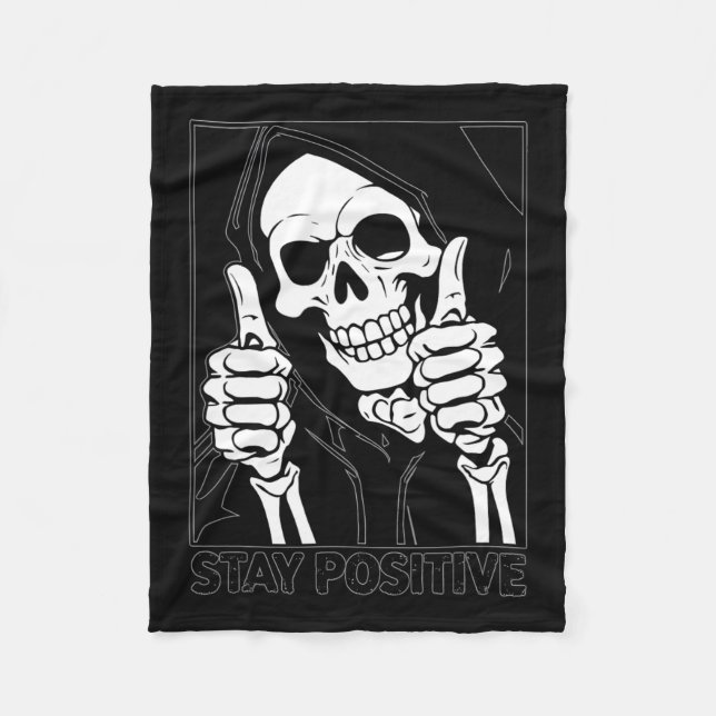 Behåll positiv Skeleton Grim Reaper Halloween Fleecefilt (Framsidan)