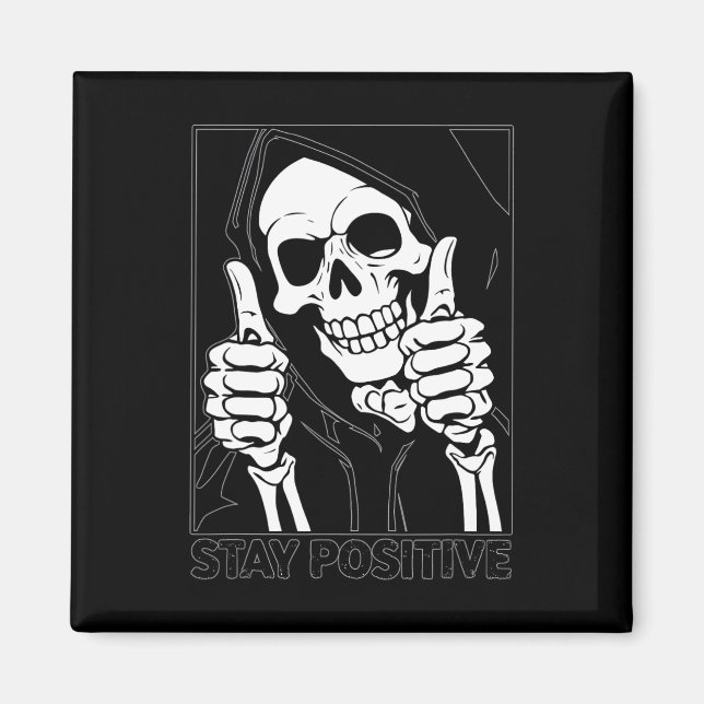 Behåll positiv Skeleton Grim Reaper Halloween Magnet (Framsidan)
