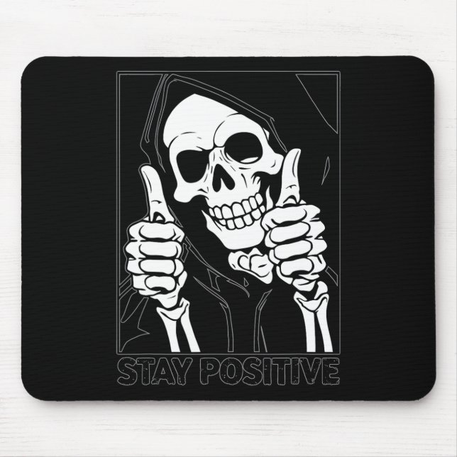 Behåll positiv Skeleton Grim Reaper Halloween Musmatta (Framsidan)