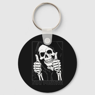 Behåll positiv Skeleton Grim Reaper Halloween Nyckelring