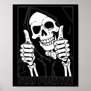 Behåll positiv Skeleton Grim Reaper Halloween Poster