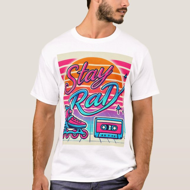 Behåll Rad Retro 80s-rullskat och kassett T Shirt (Framsida)