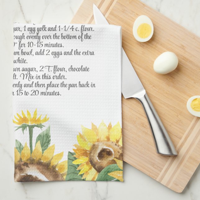 Behåll recept-mall Watercolor Solros Gift Kökshandduk (Vikt i Fjärdedel)