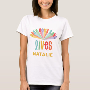 Behåll sparan hemma med regnbåge i färg t shirt