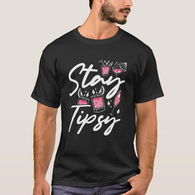 Behåll Tipsy Backprint Bartending Bartender T Shirt (Framsida)