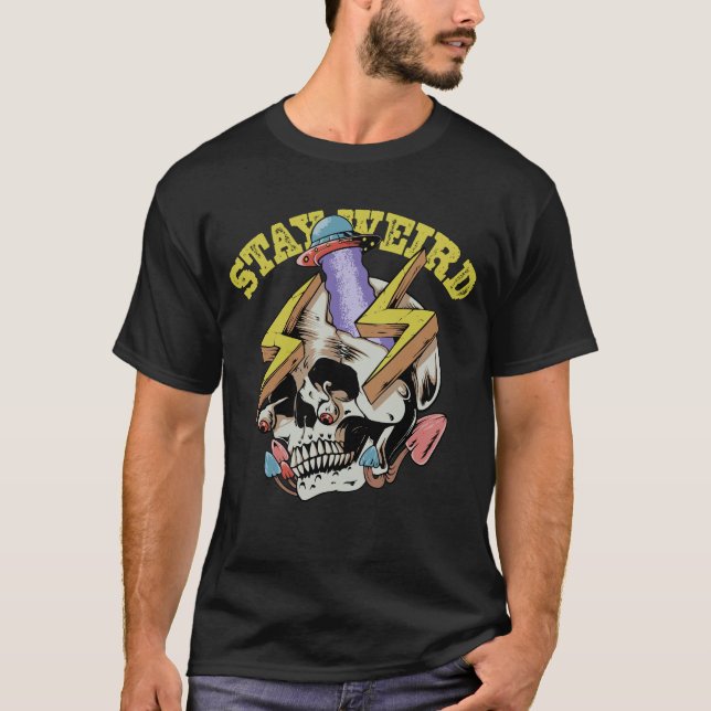 Behåll UFO-illustration av Vintagen Konstig T Shirt (Framsida)