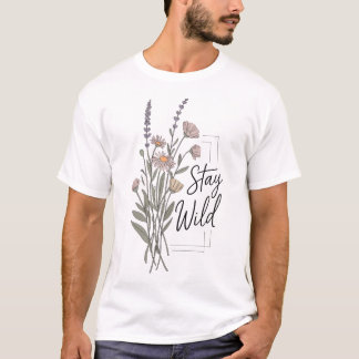 Behåll Vild Boho Wildblommors minimalistiska Tee-d T Shirt