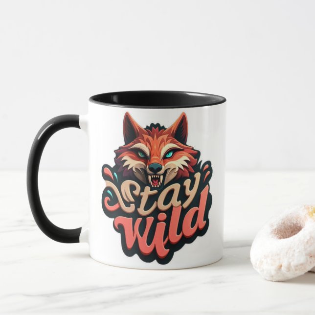 "Behåll Vild Fox-design" Mugg (Med munk)