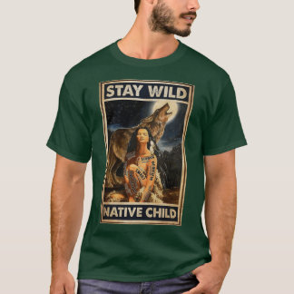 Behåll vildens inbyggda amerikanska barn med varg t shirt
