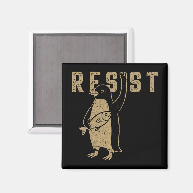 Behåll Vintagen Penguin Activism Graphic Design Magnet (Front/Back)