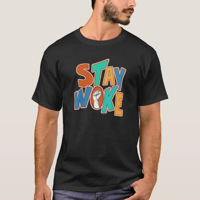 Behåll Woke Black History Month Proud Afro Afrika  T Shirt (Framsida)