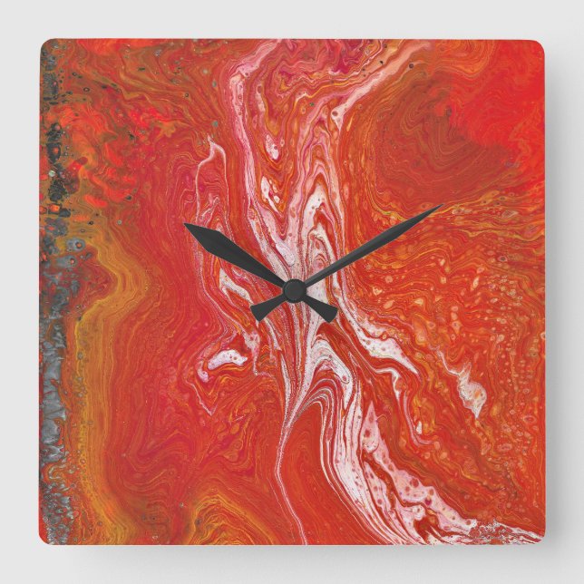 Behålla A Drivin 1 Vibrant Red Wall Clock Fyrkantig Klocka (Framsida)