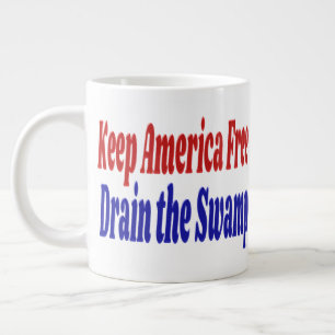 Behålla America Free Drain the Swamp Red Blue Jumbo Mugg