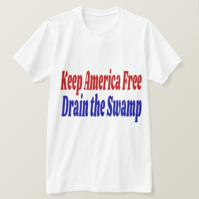 Behålla America Free Drain the Swamp Red Blue T Shirt (Design framsida)