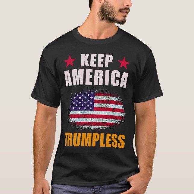 behålla america trumpless American flagga T Shirt (Framsida)