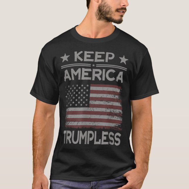 Behålla America Trumpless - Anti Trump Distress Am T Shirt (Framsida)