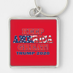 Behålla Amerika Underbart igen Trump 2020 Fyrkantig Silverfärgad Nyckelring