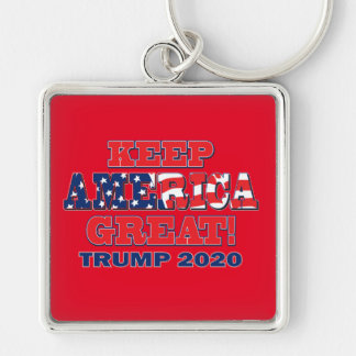 Behålla Amerika Underbart igen Trump 2020 Fyrkantig Silverfärgad Nyckelring