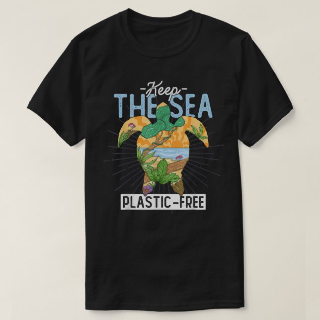 Behålla av den fria havssköldpaddan av plast t shirt (Design framsida)
