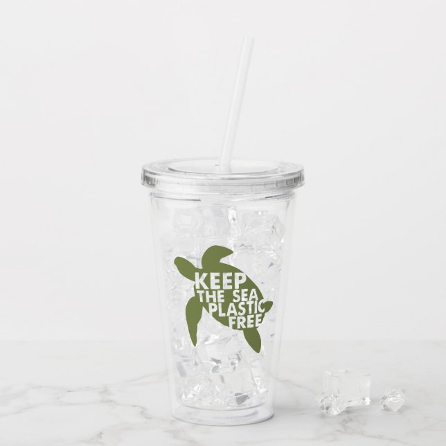 Behålla av den fria havssköldpaddan av plast take away mugg (Baksida Ice)
