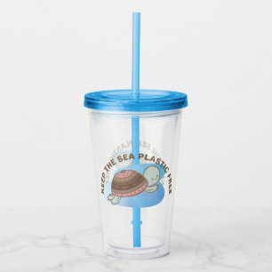 Behålla av den fria havssköldpaddan av plast take away mugg
