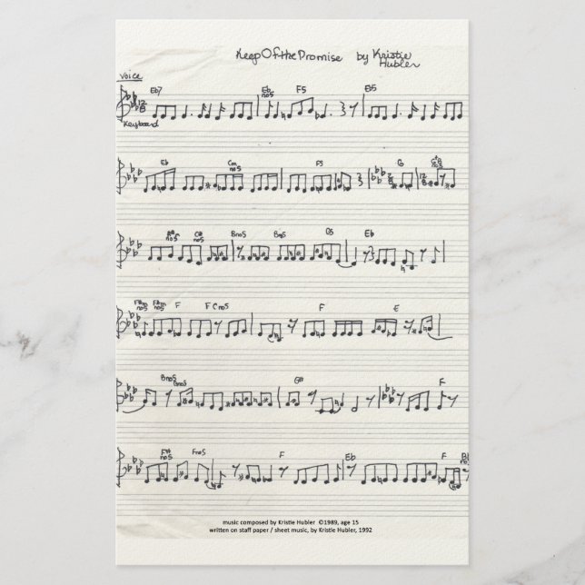 Behålla av den utlovade musikstationen Lakan Brevpapper (Framsida)