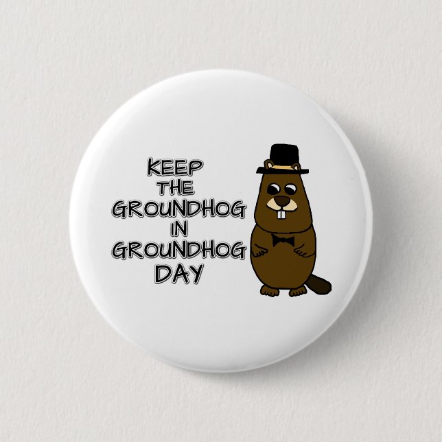 Behålla av Groundhog på Groundhog-dagen Knapp (Framsida)