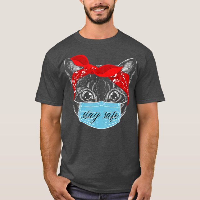 Behålla Avstånd Kat Kitten med Mouthwatch Ansikte T Shirt (Framsida)