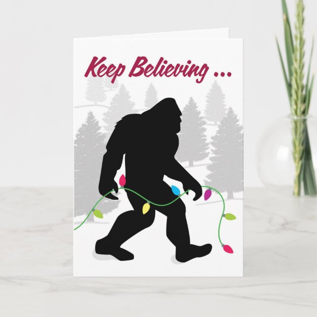 Behålla Belize, Bigfoot with Julgran Ljus Helgkort (Framsida)