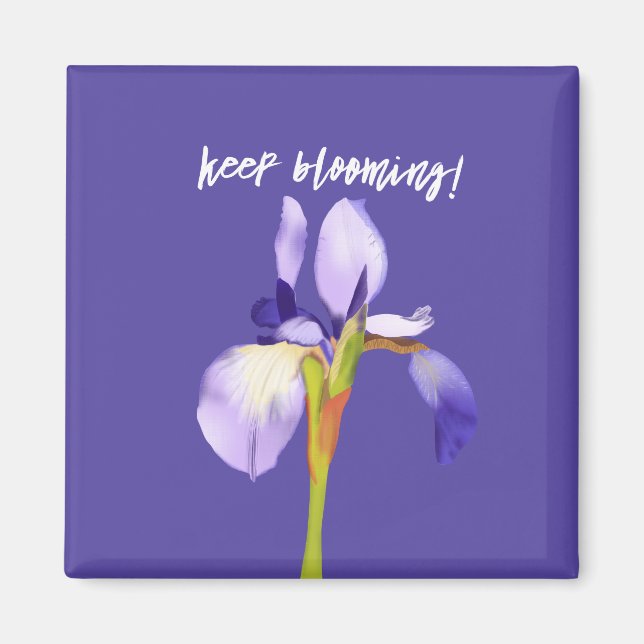 Behålla Blodning Lila Iris Encouragement Magnet (Framsidan)