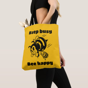 Behålla Busy BE Lycklig Busy Bee Motivational Teck Tygkasse