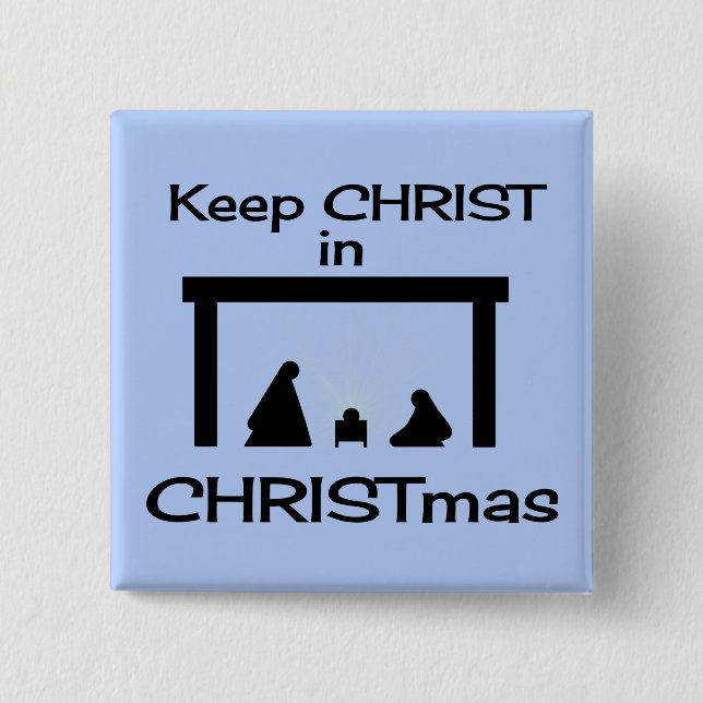 Behålla CHRIST i CHRISTmas Square-knapp / Fäst Knapp (Framsida)