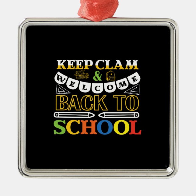 Behålla Clam och Välkommen Back to school Julgransprydnad Metall (Framsidan)