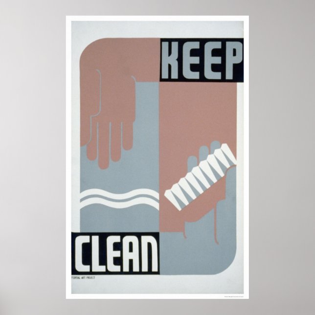 Behålla Clean 1938 WPA Poster (Framsidan)