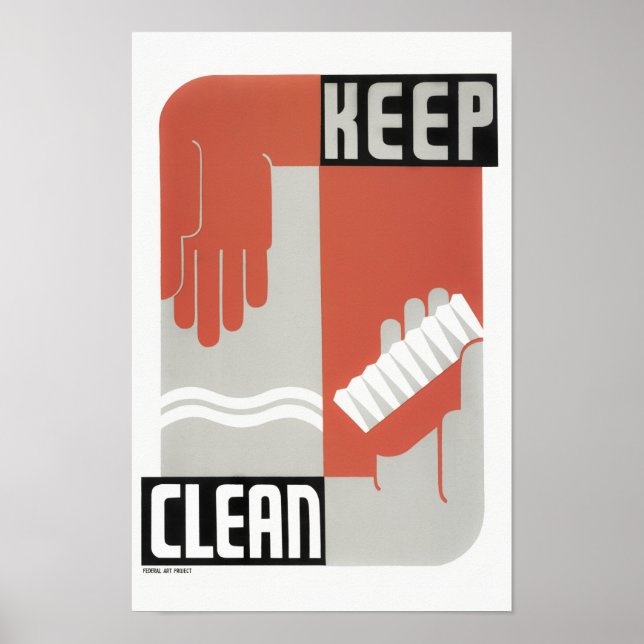 Behålla Clean - Healthcare WPA Print - Circa 1937 Poster (Framsidan)