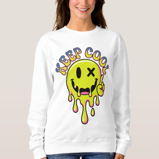 Behålla Coola - droppning Smiley face Y2K Rave Aes T Shirt (Framsida)