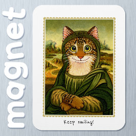 Behålla Cute Mona Lisa Cat Anpassningsbar Magnet