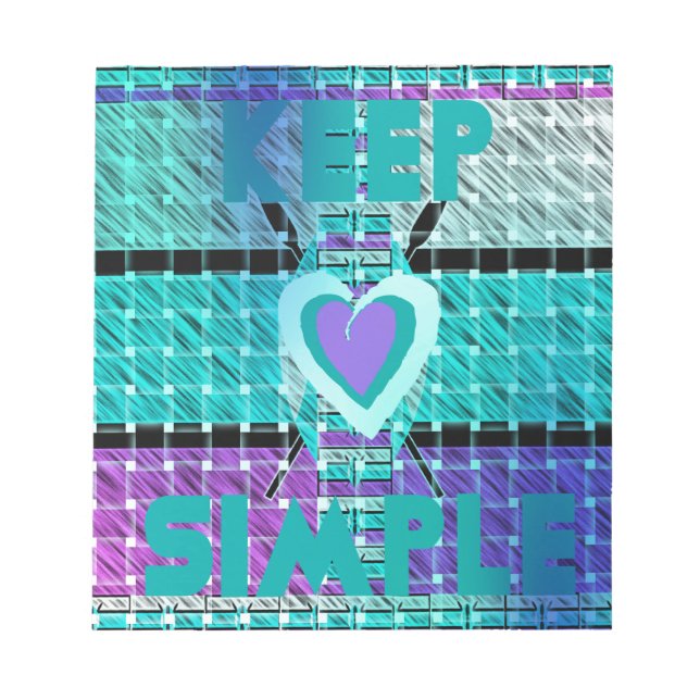 Behålla: Cyan Heart & Clarity Mönster Art Anteckningsblock (Framsida)
