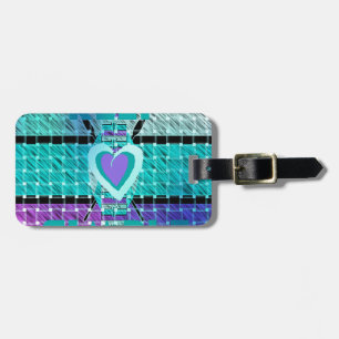 Behålla: Cyan Heart & Clarity Mönster Art Bagagebricka
