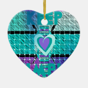 Behålla: Cyan Heart & Clarity Mönster Art Julgransprydnad Keramik