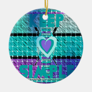 Behålla: Cyan Heart & Clarity Mönster Art Julgransprydnad Keramik