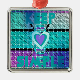Behålla: Cyan Heart & Clarity Mönster Art Julgransprydnad Metall