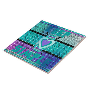 Behålla: Cyan Heart & Clarity Mönster Art Kakelplatta