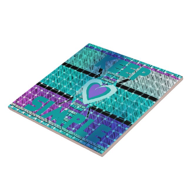 Behålla: Cyan Heart & Clarity Mönster Art Kakelplatta (Sidan)