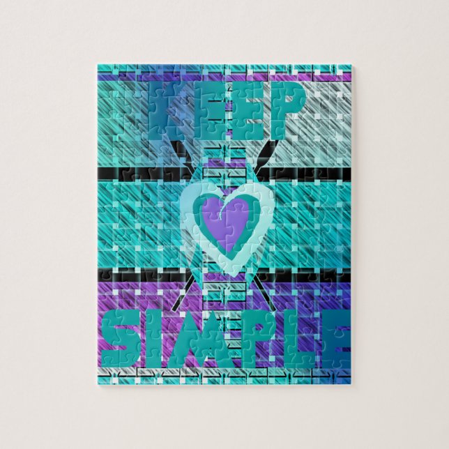 Behålla: Cyan Heart & Clarity Mönster Art Pussel (Vertikal)