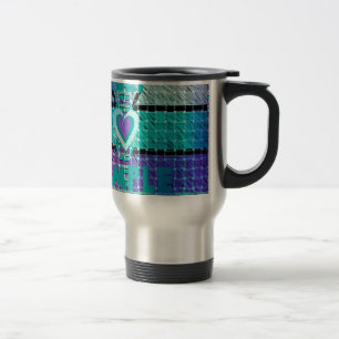 Behålla: Cyan Heart & Clarity Mönster Art Resemugg