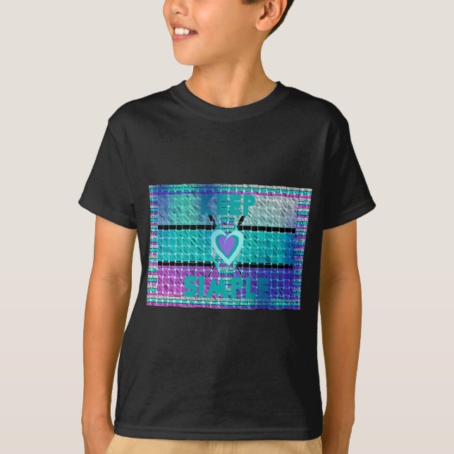 Behålla: Cyan Heart & Clarity Mönster Art T Shirt (Framsida)