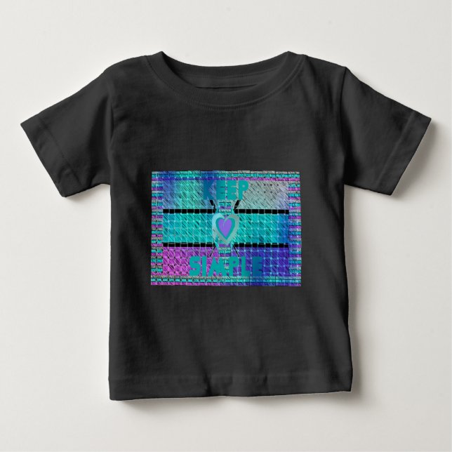 Behålla: Cyan Heart & Clarity Mönster Art T-shirt (Framsida)