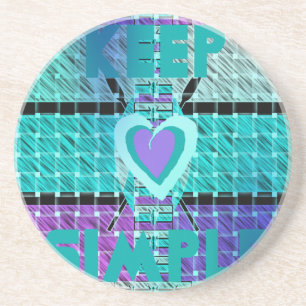 Behålla: Cyan Heart & Clarity Mönster Art Underlägg Sandsten